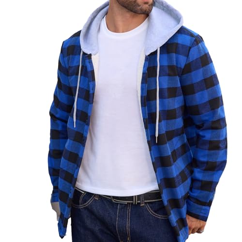 Jpngsye Mens Sherpa Fleece Lined Flannel Buffalo Plaid Jackets