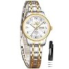 OLEVS Watch Women Two Tone Watches for Women with Date Dress Womens Watches for Small Wrists Luxury Easy Read Womens Watch Waterproof Blue/Black/Gold/Silver Dial Reloj para Mujer