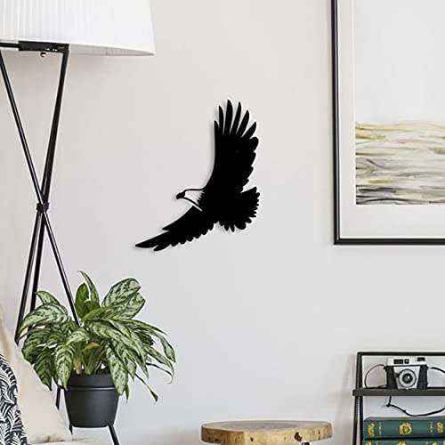 Lamodahome Metal Wall Art American Eagle Black Wall Decor (16.1" X 19.7") Living Room, Bedroom, Kitchen, Bathroom Interior Outdoor Decoration, Wall Hanging #TOP8