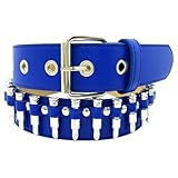 Matériau : polyuréthane Ceinture à rivets bleus cloutés gothique ceinture à clous ceinture punk en métal style scène ceintures à œillets ceintures en cuir pour femme cosplay, multicolore, 100 cm/39.37 inch