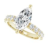 14K Gold 2.50 CT Marquise Cut VVS1 Colorless Moissanite Engagement Rings for Women Bridal Set Handmade Diamond Wedding Rings for Gift (Yellow)