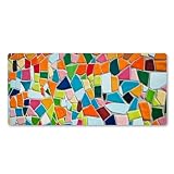 Alfombrilla para Ratón 800x400x2mm Alfombrilla de Ratón Grande para Juegos Naranja Azul Geométrico con Bordes cosidos Base de Goma Antideslizante para Juegos Oficina Ordenador Portátil