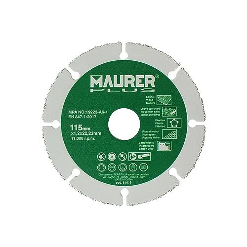MAURER Disco De Corte Para Madera y Plasticos Ã˜ 115 x 1,2 mm.