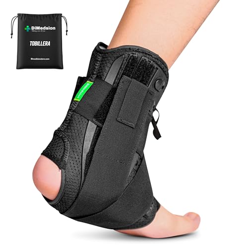 Dimedsion Tobillera para esguince Tobilleras esguince ajustables, tobillera esguince con bolsa, tobillera deportiva de compresion tobillo, tobilleras esguince anti torsión, tobillera unisex (M)
