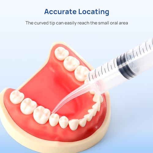 JMU 10 Pcs Dental Irrigation Syringe with Curved Tip 12cc/ml, Curved Wisdom Teeth Syringe Dental with Measurement