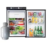 Smad Propane Refrigerator 3 Way Fridge Gas/12V/110V 3.5 Cu.ft for Outdoor Caravan Propane Refrigerator with Freezer Off Grid for Dorm, Office, Apartment, Black