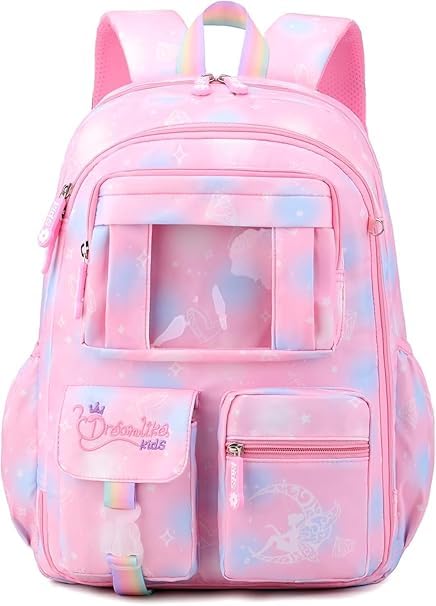 Girls Backpack – Cute Cartoon School Bag for Kids, Water-Resistant Backpack for Middle School Students, Lightweight Travel & Book Bag (Pink, 7–12 Years)