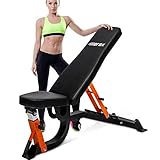 Merax Adjustable Weight Bench - 6 Position Incline Decline Utility Bench with High Density Foam Padding for Home Gym Strength Training [600 LBS Weight Capacity] (Black.)