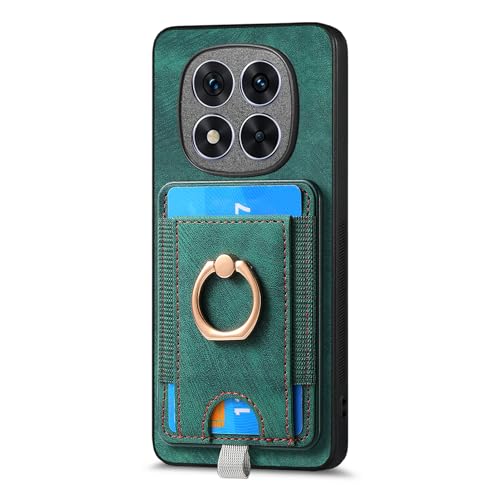 Étui pour Xiaomi Redmi Note 15 avec portefeuille en cuir vert antichoc