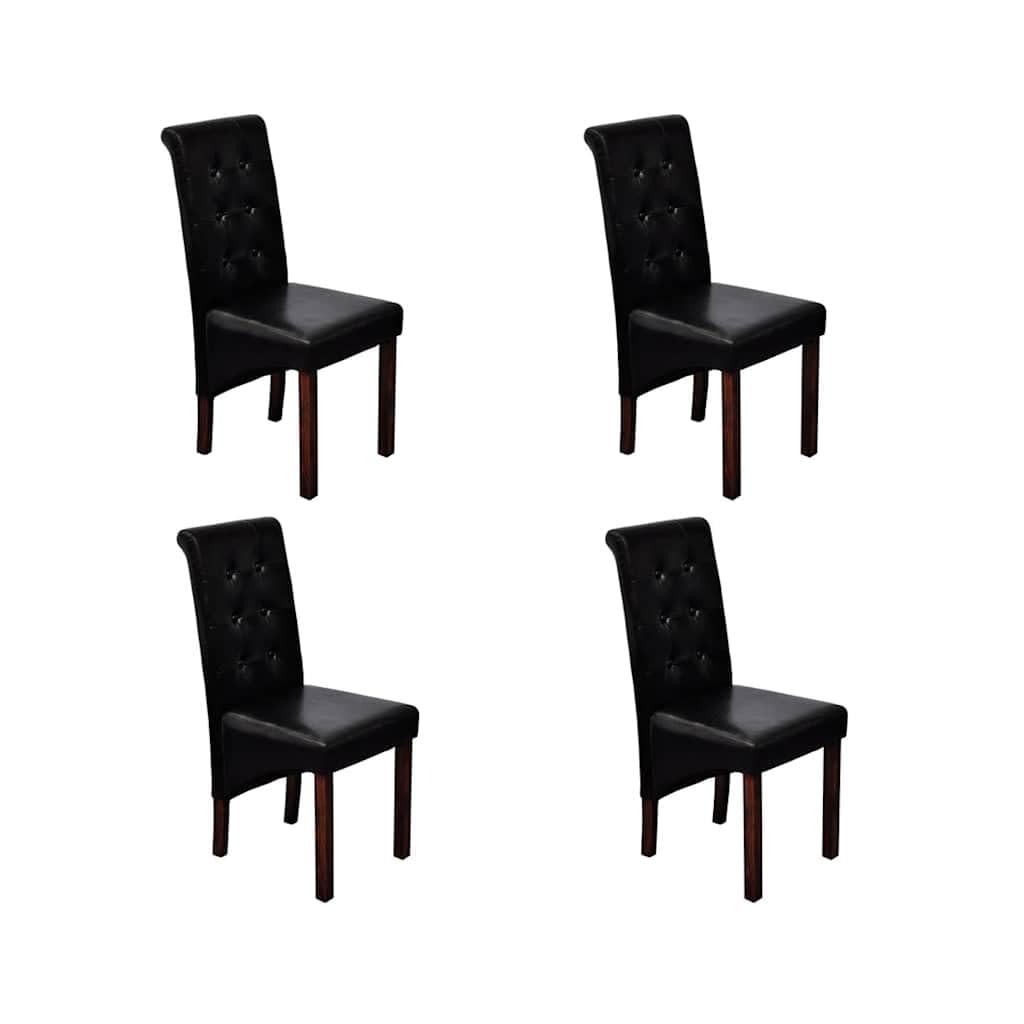 Makastle Chaises de Salle à Manger Lot de 4 Noir Similicuir