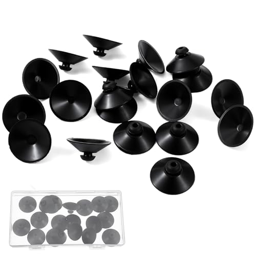 Classicseali 20 Stück Gummi Aquarium Saugnäpfe, Saugnapf für Aquarium, 28 mm Saugknöpfe für Heizung Beleuchtung Rohre, Saugnapf Klein zur Freileitungsrohre (Schwarz)