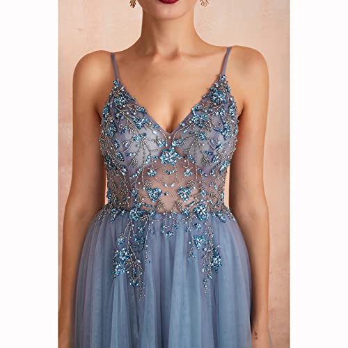 Robe de bal formelle avec strass et perles dos nu haute performance