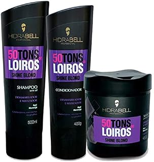 Kit Hidrabell 50 Tons de Loiro Sh 500ml + Cond 400g + Másc 450g Hidrabell