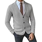 Men Blazer Knit Cardigan Shawl Collar Button Blazer Cardigan Shawl Collar Buttons Knit Cardigan Sweater (Light Grey,3X-Large)