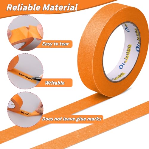 Image of Oleitodh 15 Rolls Orange Painters Tape Bulk 1 inch x 825 Yards, Painters Masking Tape No Residue Wall Painting Tape Artist Tape Trim Edge Finishing Tape for Wall Painting Decoration DIY Supplies