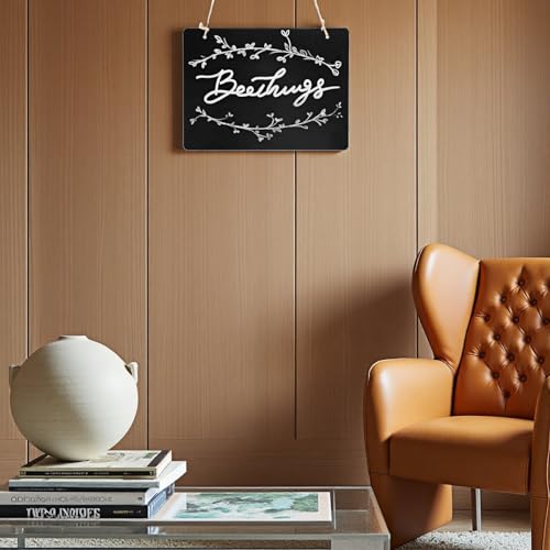 Wooden Double Sided Hanging Chalkboard Signs,Memo Message Sign, Vintage Erasable Message Board Sign with Hanging String for Wedding Kitchen Home Party Decoration - Thumbnail 7