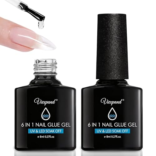 #Commissioniguadagnate<br>2PCS Colla Unghie Finte Forte Colla per Unghie Finte 6 in 1 Collas per Riparare le Unghies Fintes Unghies Tips e Soft Gel Nail Tips Unghiess da salone e Decorazioni Strass Nail Art