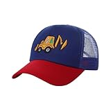 Kinder Mesh-Baseballcap mit Bagger-Stickerei Atmungsaktive Basecap Trucker-Cap Schirmmütze, verstellbar UV-Schutz Baseballkappe Cartoon Cap Mütze Sonnenhut für Jungen Mädchen 2-6 Jahre