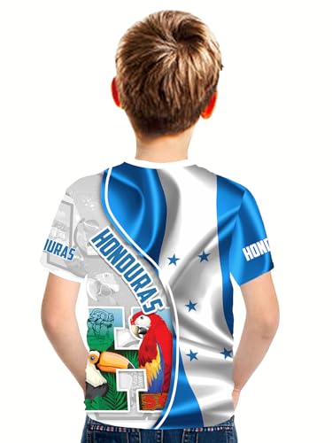 DFZ Boys’Honduras Flag T-Shirt Graphic Short Sleeve Crew Neck T-Shirt Unisex Kids Honduras Jersey4