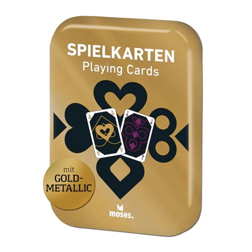 moses. Spielkarten metallic – stilvolles Kartenset für Erwachsene & Kinder, für Skat, Poker, Mau Mau & mehr, ab 6 Jahren, 2+ Spieler