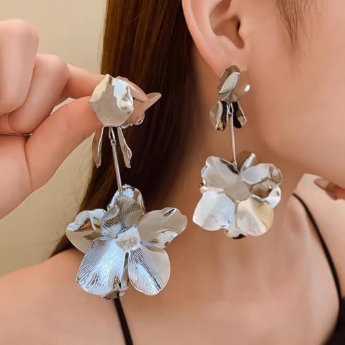 Boucles d'oreilles fleurs maxi style haute couture rétro - 3