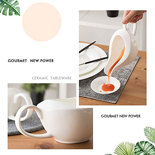 Sauce Boat Gravy Boats Serveware Dining Gravy Boat Pure Color Ceramic Sauce Boat Tableware Simple Design Milk Jug Bone China Cafe Cream Jug Or Honey Cup Suitable For Sugar Bowl Seasoning #TOP6