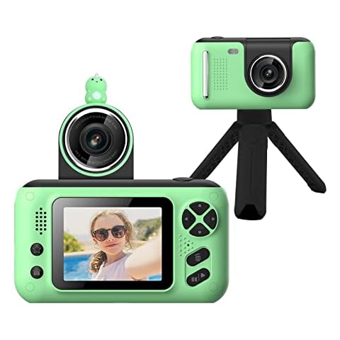 Kids Camera, Christmas Birthday Gifts for Boys and Girls Age 3-8,Video Cameras for Kids 8-12,Childrens Digital Camera for vlogging Portable Kids Selfie Camera with 32GB SD Card Green Cover