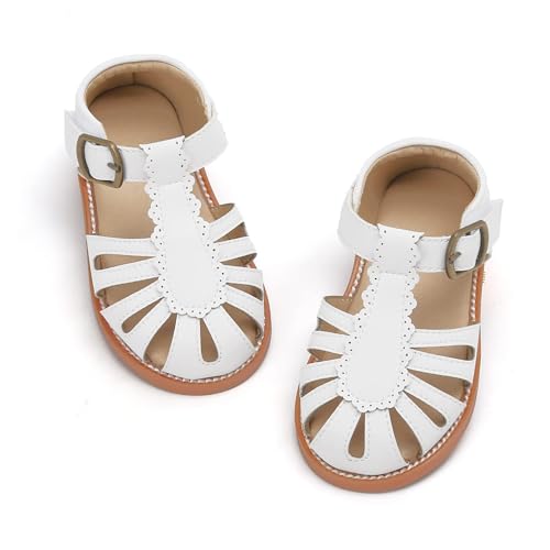 Image of Felix & Flora Toddler Girls Sandals Soft Rubber Princess Flat Shoes Flower Girl Shoes
