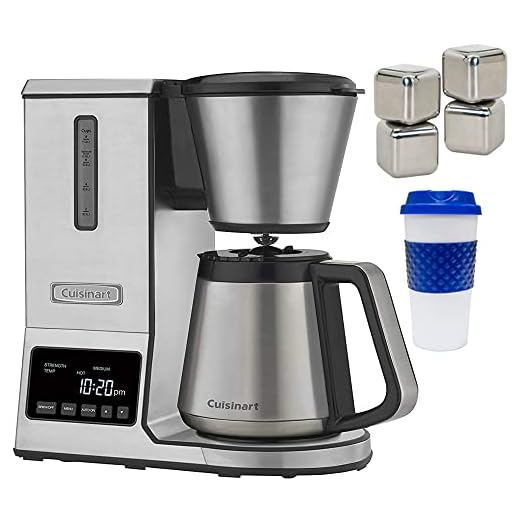 Cuisinart CPO-850P1 PurePrecision 8-Cup Pour-Over Coffee Brewer with Thermal Carafe Bundle with Deco Essentials Stainless Steel Ice Cubes and Deco Chef Reusable 16-Ounce To Go Travel Mug