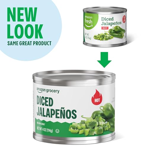 Amazon Fresh, Diced Jalapeño Peppers, Hot, 4 Oz