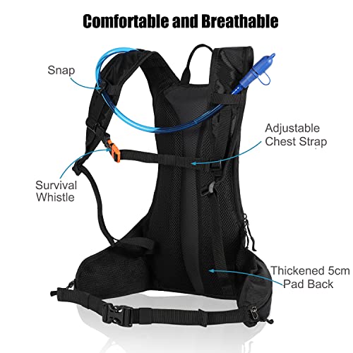 BBAIYULE Hydration Pack,Insulated Hydration Backpack with 2L BPA Free Water Bladder,for Running,Hiking,Cycling,Climbing,Camping,Biking (dark black) - Image 3