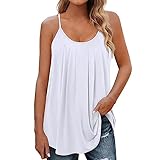 QUINTRA Einfarbig bedrucktes, ärmelloses Tanktop für Damen mit Spaghettiträgern, plissiert, fließend, lockeres Basic-Oberteil Pullover Maritim Damen (White, XL)