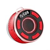 Altoparlante portatile impermeabile per doccia IPX7 con dispersione del suono a 360 gradi, luce RGB in tempo reale, ricevitore radio FM, 5.1, ricarica completa di 2 ore (rosso)