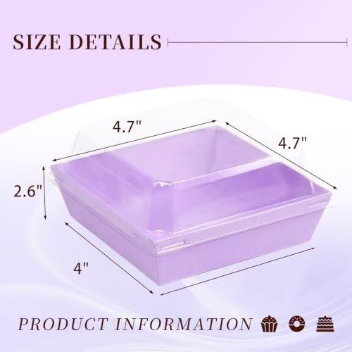 DeziWood 150 Pack Charcuterie Boxes with Clear Lids, 4.7×4.7×2.6 in Square Dessert Take Out Containers, Grease-Resistant Bakery Boxes for Cookies, Pastry & Sandwich (Purple) by DeziWood - Used condition - Image 2