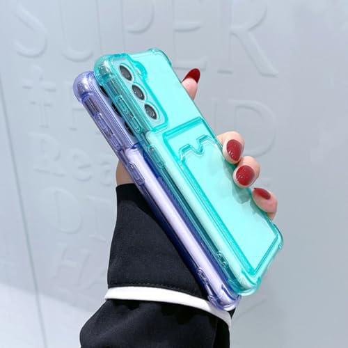Étui silicone transparent bleu Galaxy A42 5G avec range carte - 3