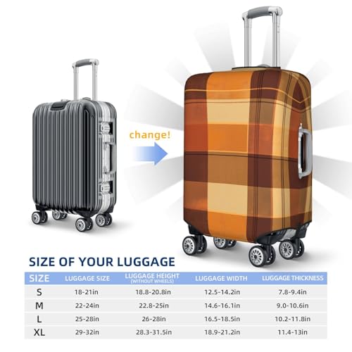 Elastic Luggage Cover Anti Scratch Dirt Covers, Brown Grid Travel Luggage Cover Suitcase Protector Fits 31-32 Inch Luggage 6