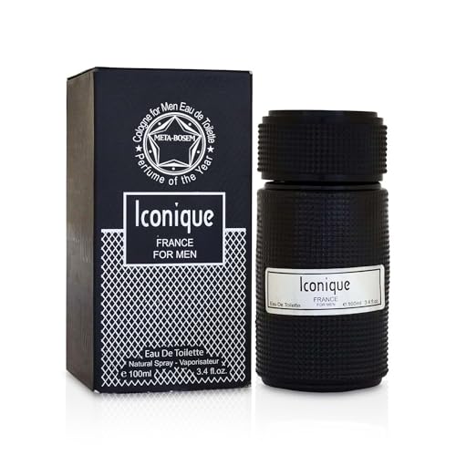 META-BOSEM Iconique for Men Cologne Sweet Fragrance, Eau de Toilette Natural Spray - Citrus Spicy Scent, Black Bottle - Holiday Gift, 3.4 Fl Oz/100 Ml