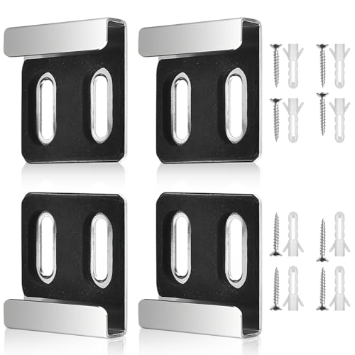 FINELYCR 4 Stück Spiegelhalterung Wand Doppelloch Spiegelhalter Silber Spiegel Halterung mit 8 Schrauben und 8 Dübel für Spiegel mit Einer Dicke von 46 mm