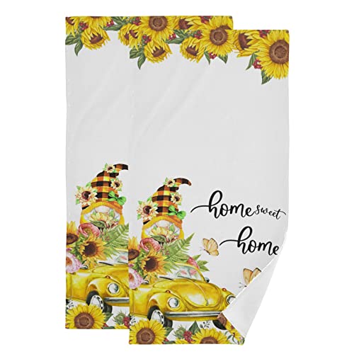 Maxkpop Sunflower Towels Set Of 2, Ultrahigh Absorbent Sunflower Gnome Hand Towels Soft Multipurpose Hand Towels For Bathroom Kitchen, 28X14-Inch #TOP2