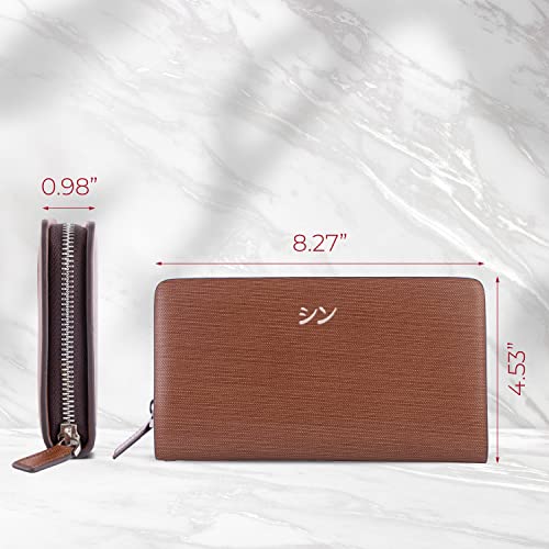 SHINKO Italian Leather Unisex Clutch Purse Wallet, Large Bifold Wristlet for Women. Women's Professional Organizer Purse, Wristlet with Phone Pocket, Men's Leather Wallet Long Purse2