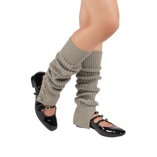 Image of Theater Women Ribbed Knit Leg Warmer - Cream | Soft Stretchable Acrylic Blend | Cozy Layer Over Boots & Tights | Free Size Winter Accessory