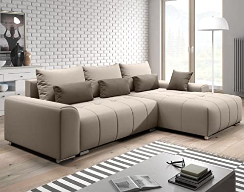 Furnix Ecksofa Loreta mit Schlaffunktion und Bettkasten - Couch L-Form Sofa...