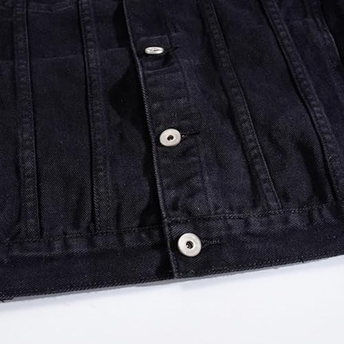 Men Button Distressed Denim Jacket Ripped Slim Trucker Jean Jackets Casual Cowboy Cut Biker Coats4