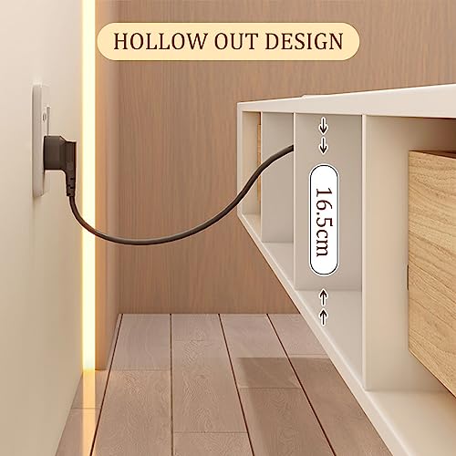Meuble TV réglable en hauteur avec étagère flottante et portes de rangement de 140 cm - 7