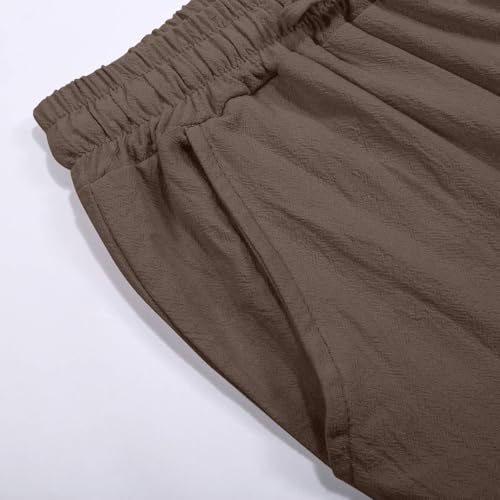 Pantalon de jogging ample en lin avec poches et taille élastique