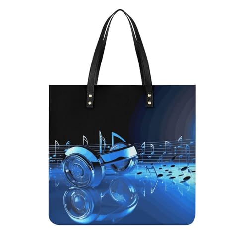 Sac seau souple musique bleue en cuir végétalien de haute qualité pour femme