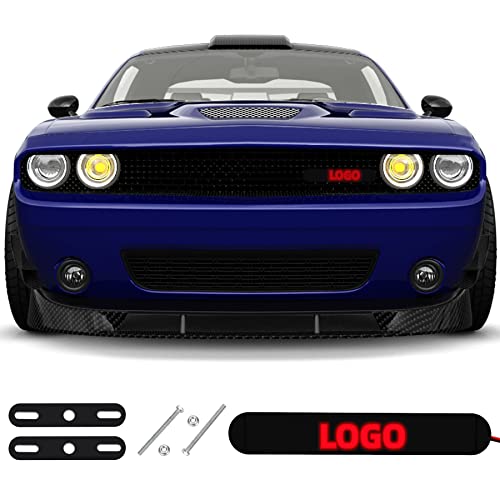 Custom Car Grille Badge LED Emblem, Car Illuminated Front Grille Emblem Badge, Car Grill Insert LED Trim Light Applicable to All Vehicles (Customized Logo)