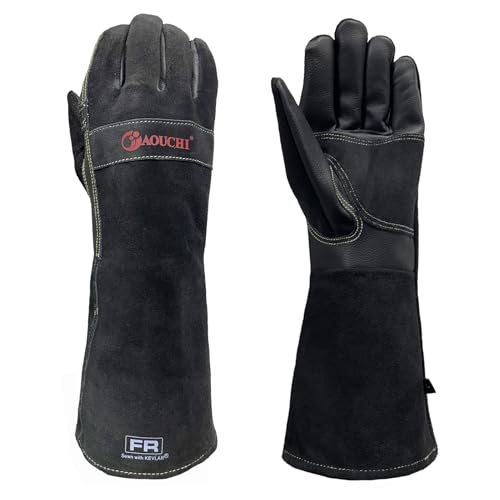 AOUCHI Leather Welding and BBQ Gloves, Large