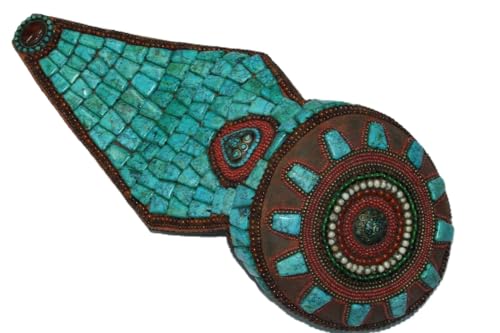 PH Artistic Tibetan Tribal, Jewel Headgear Cap with Turquoise & semi Precious Stones Beads