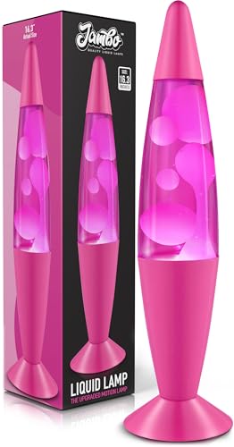 JAMBO 16 Beautiful Lamp- Pink with White/Pink Wax Relaxing Liquid Light Night Light Nightlight Home Decor Living Room Office Bedroom Lamp for Adults Teens Kids Magma Motion